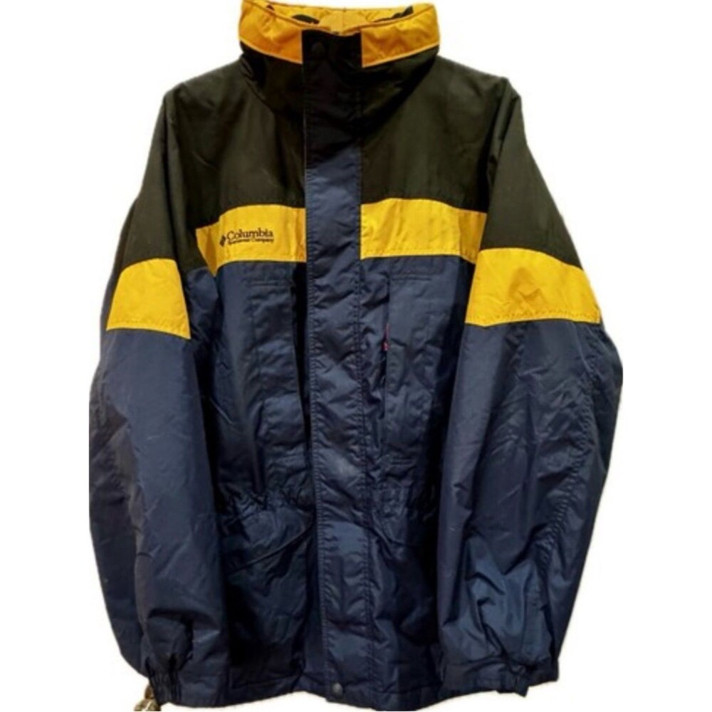 Vintage Columbia Jacket Men Blue Zip Up Anorak Coat 90s Fire Ridge Hooded